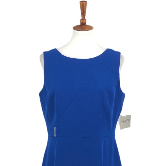 Kasper Blue Sleeveless Sheath Style Dress - Picture 2 of 8